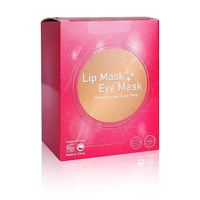 Lip Masks Sheet Moisturizing Crystal Collagen Pink Under Eye Mask Gel Anti-Aging Eye Patches Dark Circle Remover 30 Packs with Box,Pink