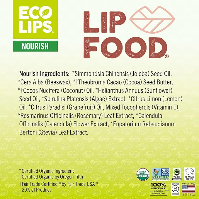 Eco Lips Lip Food - Nutrient Dense & Organic Lip Balm (Nourish)