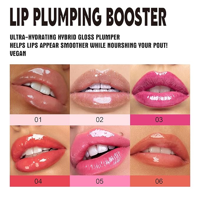 Lip Gloss Plumper Glossy Lip Lipstick, Lifter Gloss, Hydrating, Volumizes, High-Shine, Lip Plumping Lip Glass Mirror Lip Glaze Lip Makeup, Plump And Pout Lip Plumper for Women Girls