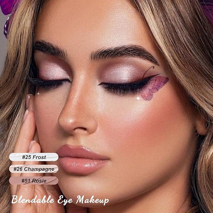 FOCALLURE 3PCS Cream Eyeshadow Stick Sets,Matte and Shimmer Eye Brightener, High Pigmented Crease-proof Pencil,Long Lasting Eye Shadow Highlighter Makeup,Starlight Pink