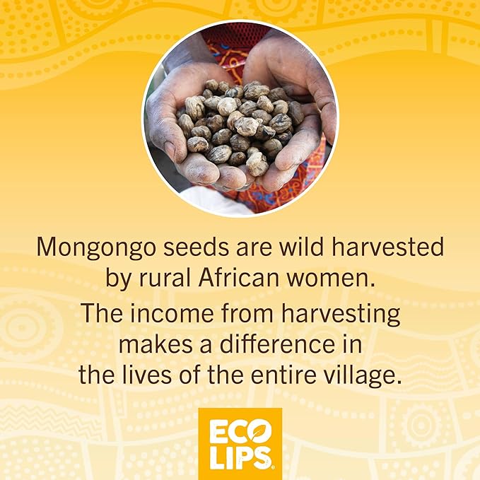 Eco Lips Mongo Kiss Organic Lip Balm 7 Pack - Blood Orange, Black Cherry, Pomegranate, Vanilla Honey, Peppermint, Strawberry Lavender, Yumberry | Mongongo Oil to Soothe & Moisturize Dry, Cracked Lips