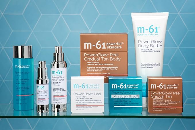 m-61 PowerGlow Peel | Exfoliating Facial Peel With Glycolic, Salicylic Acid. 1 Minute, 1 Step - 10 Treatments