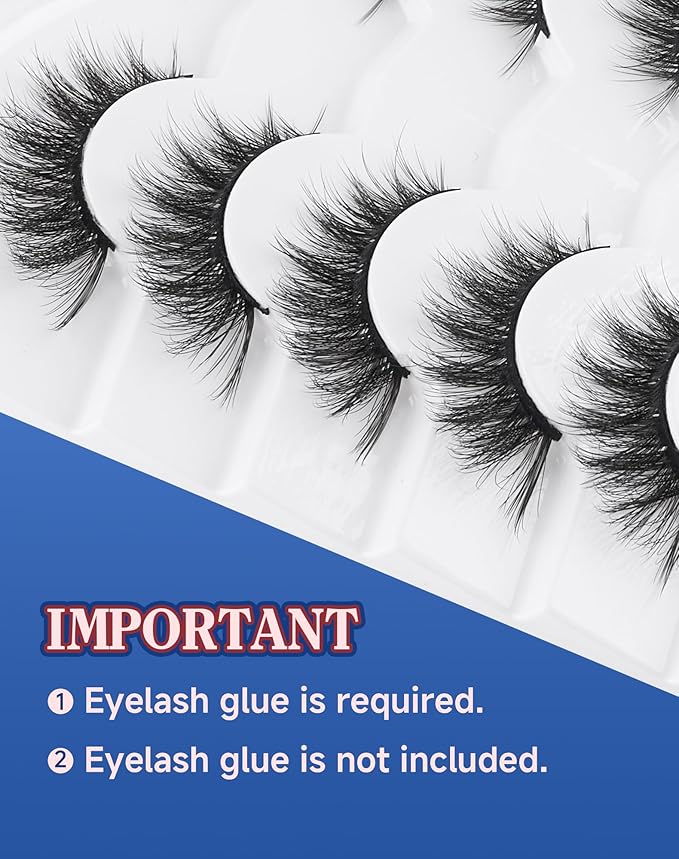 Lashes Cateye Wispy False Eyelashes Volume Flared Mink Eyelash Strip Lashes Soft Cat Eye Lash Natural Pack 7 Pairs Everyday 17MM D74