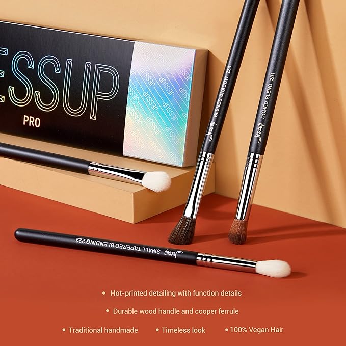 Jessup Eye Makeup Brushes Set Professional Blending Brush for Makeup Eyeshadow 13pcs Premium Synthetic Blender Brush Makeup Black T338