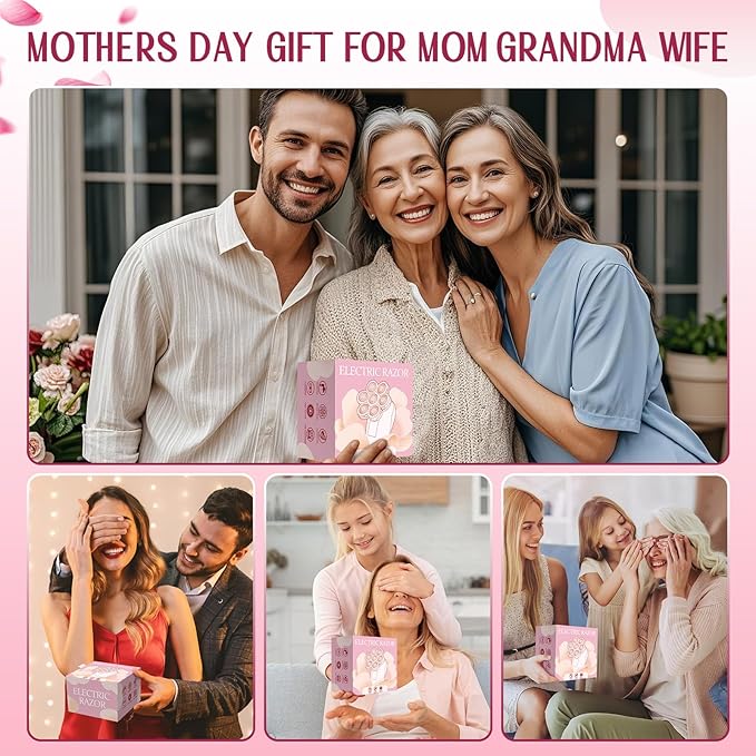 Electric Razors for Women,7D Gifts for Women,Cordless Electric Shaver with Detachable Head Wet/Dry Facial Hair Remover for Legs Painless Water Resistant (Pink)