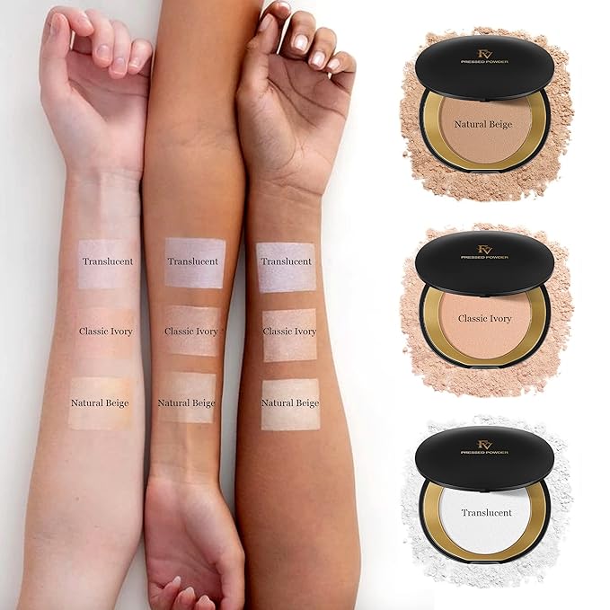 FV Matte Finish Pressed Powder, Long-Lasting, Lightweight, Oil-Control, Medium Coverage Baking Setting Powder for All Skin Types, 0.28 Oz, Classic Ivory