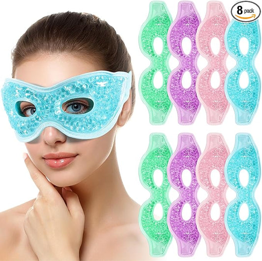 8 Pcs Gel Eye Mask Reusable Cooling Eye Mask Hot Cold Eye Mask with Plush Backing Eye Ice Pack for Cold Compress Dry Eyes Stress Relief Skin Care
