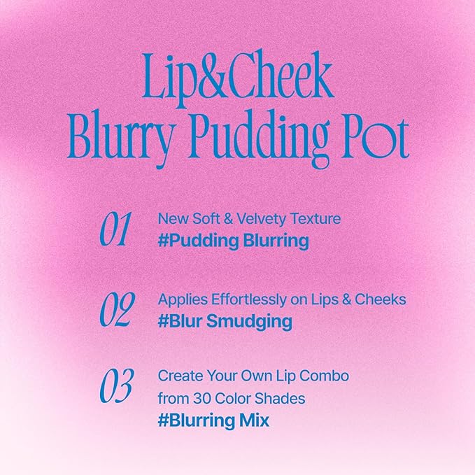 Lip&Cheek Blurry Pudding Pot | Blushed Moment - Crush | Makeup Blush, Buildable Lightweight, Multi-Use Soft Matte Finish | 5g