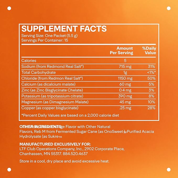 LTH Hydrate Hydration Mix - Trusted by Life Time Fitness Members - NSF Certified for Sport - Electrolyte Powder - Plant-Based, Non-GMO, Gluten Free - 15 Single-Serve Packets (Blood Orange) - 2-Pack