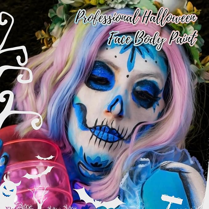 Blue Water Based Face Body Paint, 2.37 OZ Large Tube Full Coverage Face Paint for Avatar Smurfs Mermaid Cosplay Makeup, Washable Royal Blue Body Painting Cream for Adult Halloween SFX Makeup