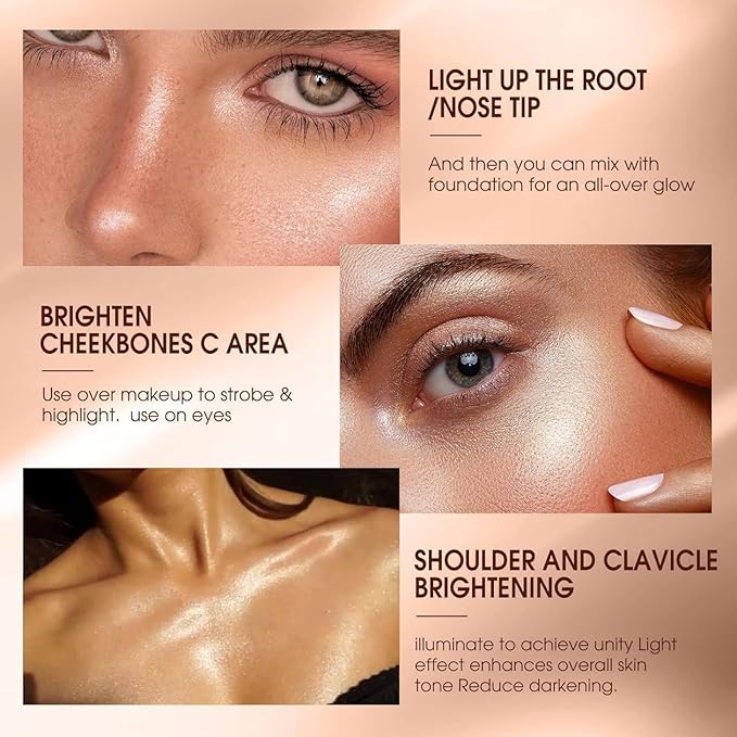 MAEPEOR Shimmer Body Luminizer 5 Colors Moisturizing Glow Illuminator Smooth and Non-sticky Summer Body Highlighter For Face & Body (80ML, 01 Silver)