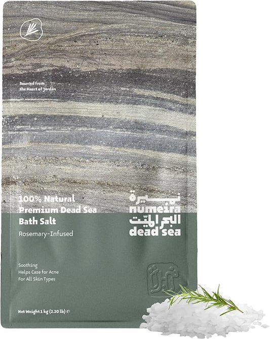Dead Sea Salts for Soaking - Relaxing Salt Bath Soak for Body Rejuvenation - Natural Mineral Salts - Coarse Dead Sea Salt Bath Salts for Women & Men w/Rosemary Essential Oil (2.2lb)
