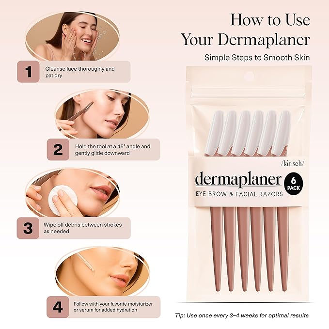 Kitsch Dermaplane Razor for Women Face - Face Razors for Women and Men - Eyebrow Trimmer, Shaver, Recycled Plastic Dermaplaning and Skin Care Tool - Terracotta, 12 pcs