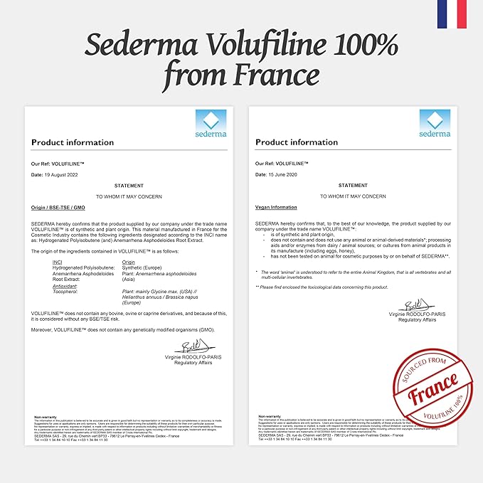 [Volufiline 12.5ml] 100% Pure Volufiline from SEDERMA (France) | DIY Skincare - Face Serum | Cosmetic Grade | For Face & Body Improved Fine Lines & Skin Elasticity