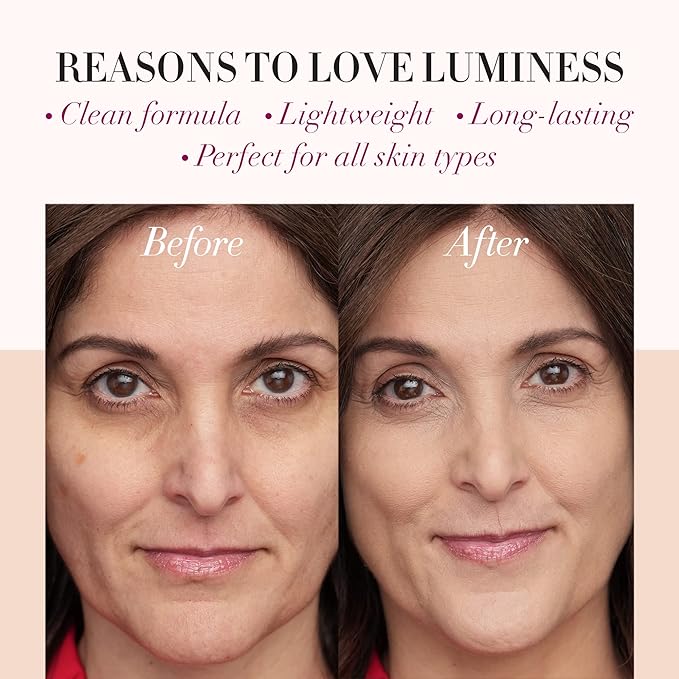 LUMINESS Airbrush Spray Silk Foundation Starter Kit - Medium - Foundation, Primer & Dual-Sided Angled Buffing Brush - Medium, Buildable Coverage, Anti-Aging Formula Hydrates & Moisturizes