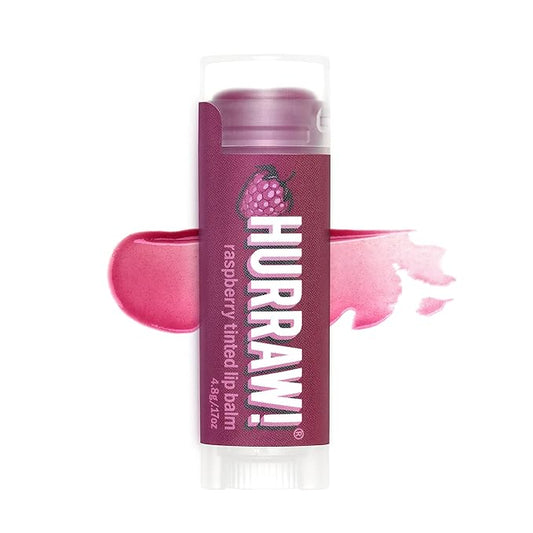 Hurraw! Raspberry Tinted Lip Balm: (Sheer Berry Tint) Organic, Certified Vegan, Cruelty and Gluten Free. Non-GMO, 100% Natural Ingredients. Bee, Shea, Soy and Palm Free. Made in USA
