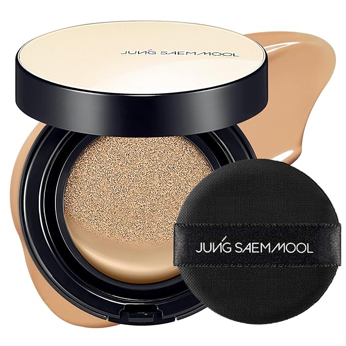 JUNG SAEM MOOL Essential Skin Nuder Cushion 25W Latte 0.49 Fl Oz, No Refill, Natural Radiant Finish Cushion Foundation with Buildable Coverage, Lightweight Texture, Korean Foundation Makeup