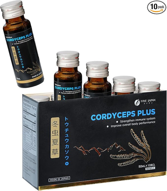 FINE JAPAN Cordyceps Plus: Premium Cordyceps Mushroom Extract and Macadamia Blend - Smart Drops Adaptogenic Mushrooms, Organic Mushroom Supplement for Energy & Immunity, Liquid Cordyceps (Pack of 10)