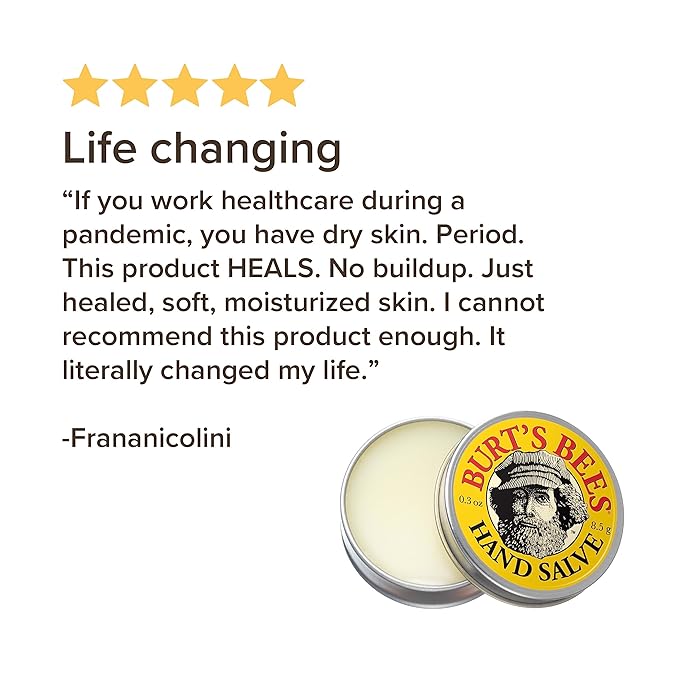 Burt's Bees Hand Salve and Moisturizing Lip Balm for Dry Skin and Chapped Lips, Classic, Natural Origin Skincare, 3 oz./0.15 oz.