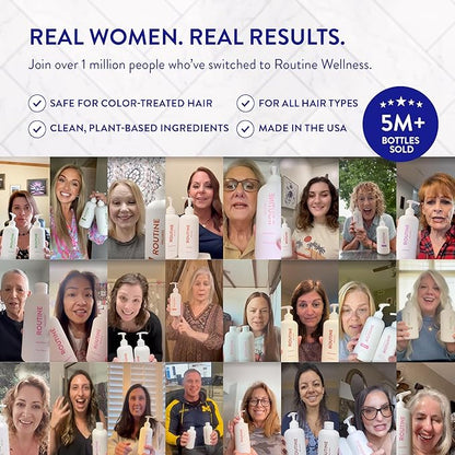 Routine Wellness Anti-Thinning Shampoo and Conditioner Set for Thinning Hair - Biotin DHT Blocker Women & Men - Color Safe Shampoo for Hair Loss & Healthier Hair - Coconut & Vanilla (Pack of 2)