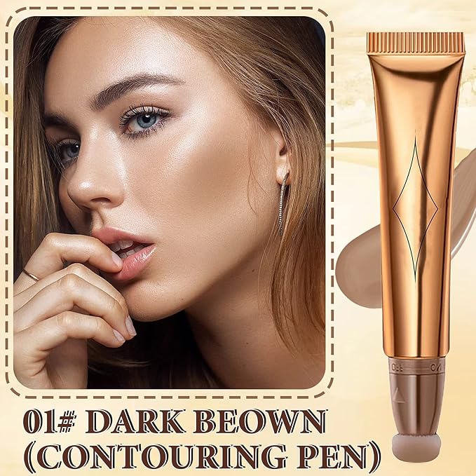 Liquid Contour Beauty Wand,Stick with Cushion Applicator,Cream Contour,Long Lasting Smoothly Moisturizng Silky Contour Stick Face Contouring Stick