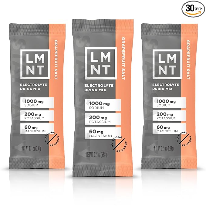 LMNT Zero Sugar Electrolytes - Grapefruit Salt | Drink Mix | 30 Count