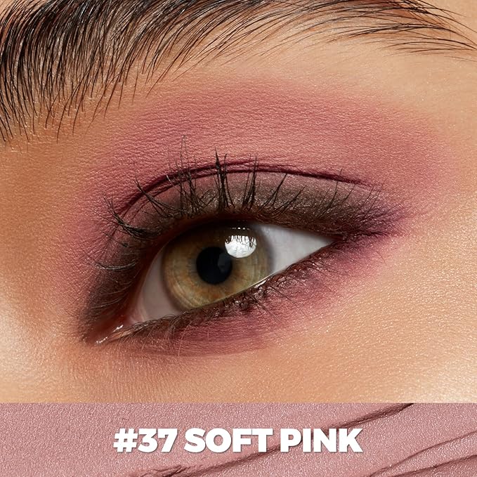 FOCALLURE Shimmer and Matte Cream Eyeshadow Stick,Smooth Brilliant Eye Brightener Pencil for Women,Long Lasting Waterproof Eye Shadow and Liners Makeup,SOFT PINK