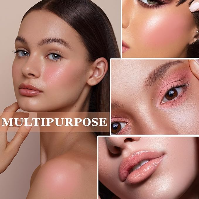 Cream Blush Stick with Brush and Makeup Sponge,Waterproof Multi Cream Makeup Stick,Lightweight,Long-lasting,2 in 1 Multi Blush for Cheeks & Lip Tint & Eyeshadow G