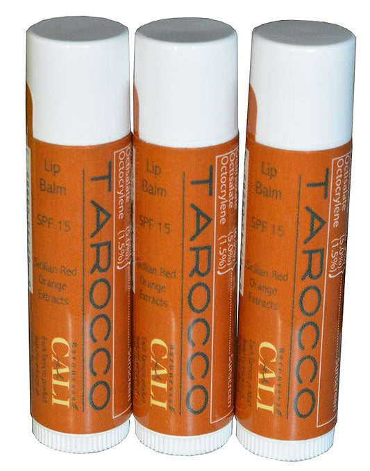 Cali Baronessa Tarocco Sicilian Red Orange Nourishing Lip Balm - Repairs and Nourishes Lips - 0.15 Ounce Each, Pack of 3