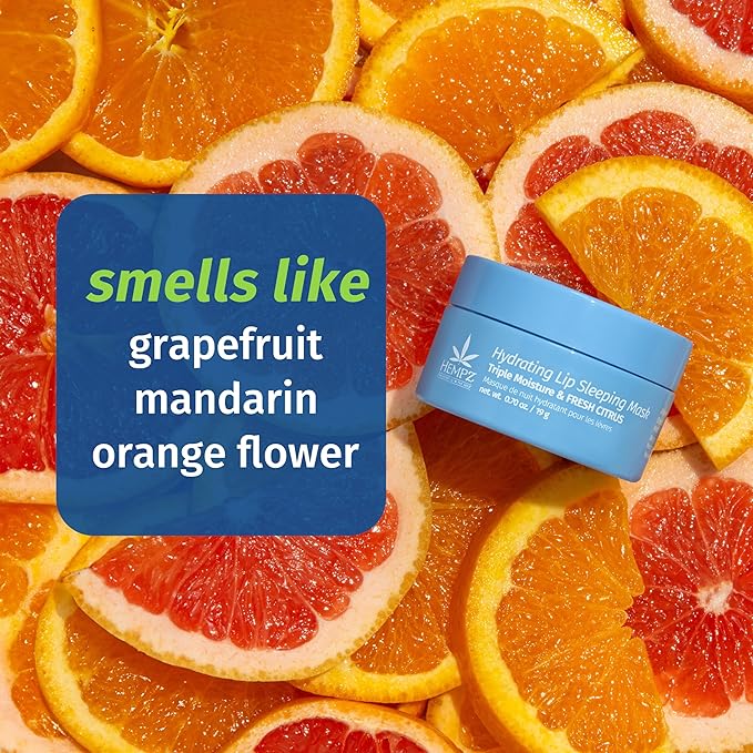 Hempz Hydrating Lip Sleeping Mask - Triple Moisture Fresh Citrus (.95 Oz.) | Overnight Hydrating Lip Balm for Dry Lips, Lip Repair, Chapped Lip Treatment & Nourishment for Women