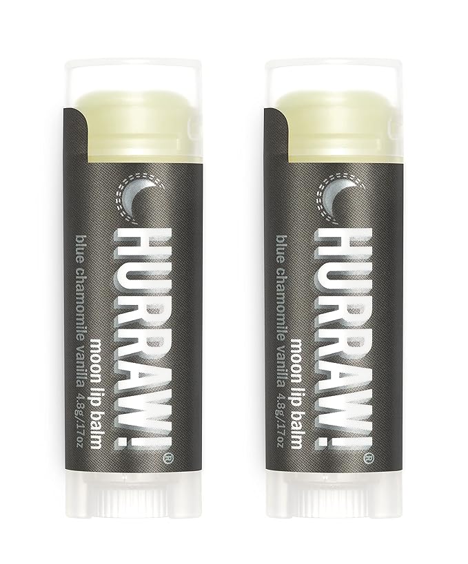 Hurraw! Moon Night Treatment (Blue Chamomile, Vanilla) Lip Balm, 2 Pack: Organic, Certified Vegan, Cruelty and Gluten Free. Non-GMO, 100% Natural Ingredients. Bee, Shea, Soy and Palm Free. Made in USA