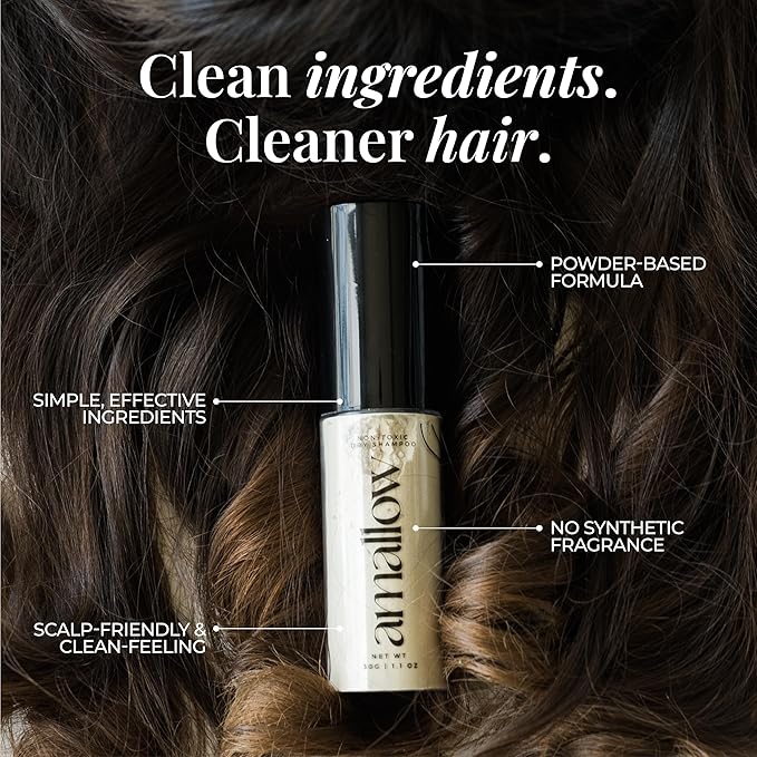 Amallow - Non Toxic Dry Shampoo Powder – With Organic Ingredients - Arrowroot, Bentonite Clay, Aloe Vera, & Essential Oils – No Talc, No Aerosol - Men & Women - Great For Travel