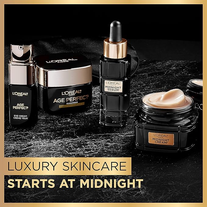 L'Oreal Paris Age Perfect Anti-Aging Midnight Face Serum, Reduce Wrinkles 1oz + Eye Cream Sample