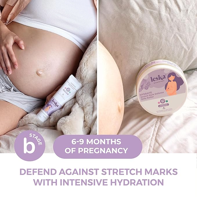 Leska Maternity Set | Belly Lotion, Belly Oil, Stretch Mark Defense Cream & Belly Butter, Toning Gel | Maternity Stages Skin Care for Pregnancy & Postpartum |New Mom Gifts (Set of 5, 4-4.93oz each)