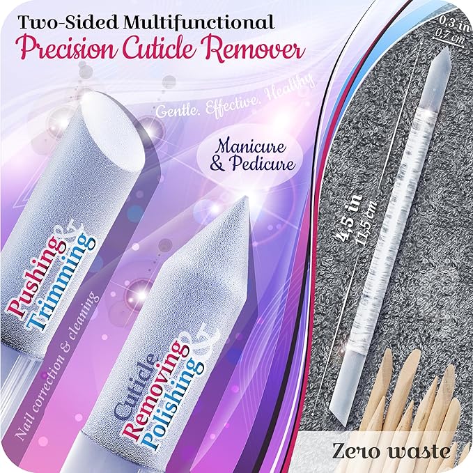 GLADZY Czech Glass Nail File Set - Multifunctional Nail Shiner Buffer, Callus Remover Foot Rasp, Glass Cuticle Pusher Manicure Stick, Etched Surface, Professional Nail Care Tool, Made in EU