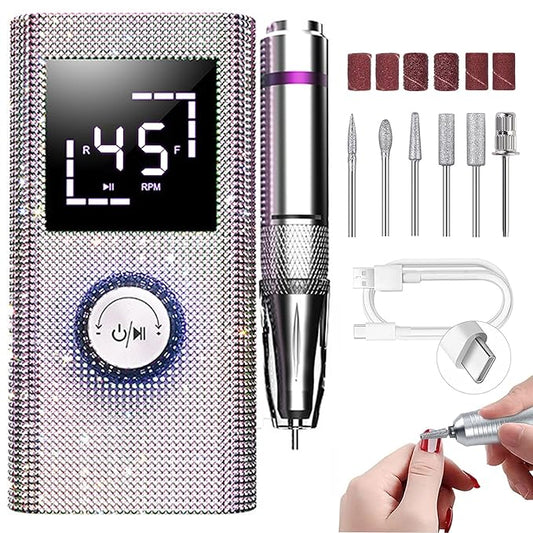 CozyZen Cordless Electric Nail Drill, 45000 RPM Rechargeable Diamond E-File, Portable & Low Noise for Acrylic/Gel Nails, Manicure & Pedicure - Professional & Home Use