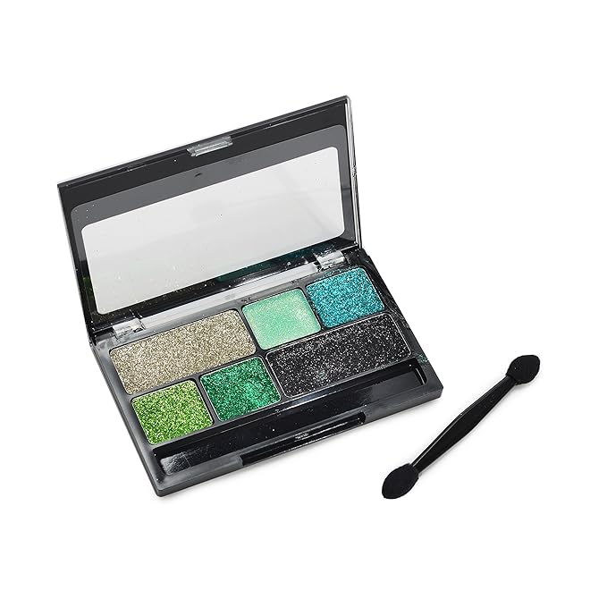 BYS Glitter Glitz Gel for Eyes and Face 6 Shade Makeup Palette - Paradise Greens