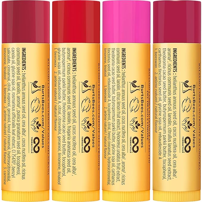 Burt's Bees Bee Mine Lip Balm Gift Set, Strawberry, Dragonfruit Lemon, Pomegranate and Watermelon, 4 Personalized Lip Balms, Pack May Vary