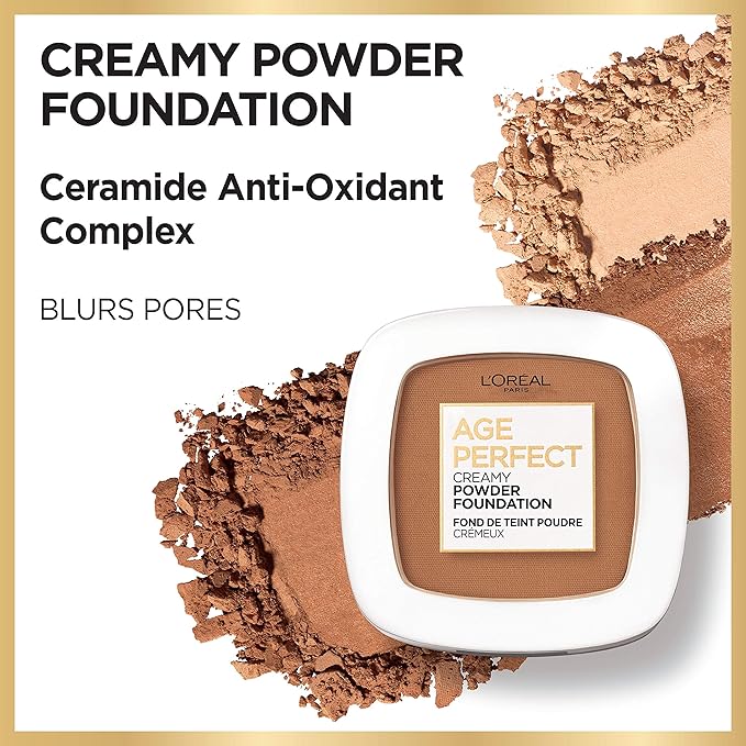 L’Oréal Paris Age Perfect Creamy Powder Foundation Compact, 365 Chestnut, 0.31 Ounce