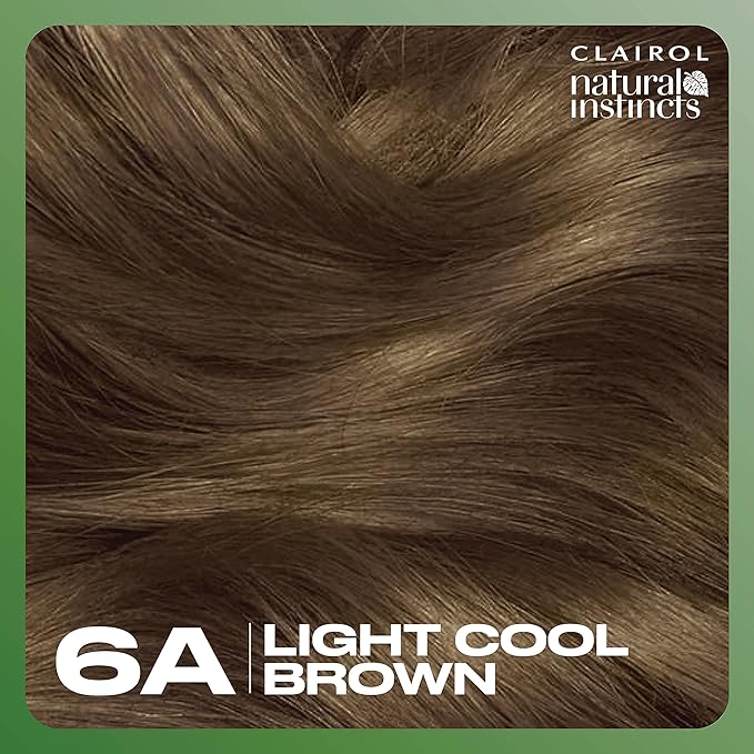 Clairol Natural Instincts Demi-Permanent Hair Dye, 6A Light Cool Brown Hair Color, Pack of 3