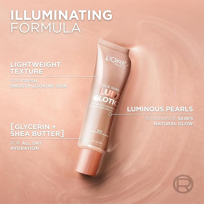 L'Oreal Paris Makeup True Match Lumi Glotion, Natural Glow Enhancer, Illuminator Highlighter, Bronzing Drops For a Sun-Kissed Glow, 901 Fair