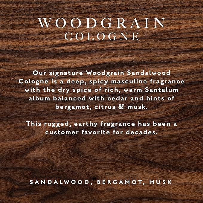 Caswell-Massey Woodgrain Sandalwood Gold Cap Cologne, Richly Sensual Santalum Album Men’s Cologne with Cedary and Hints of Citrusy Musk, 3 Fl Oz