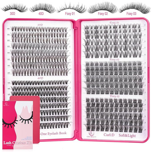 Foxy Beauty Wispy Lash Clusters - 536Pcs Natural 8-16MM EyeLash Clusters 30D 40D & Foxy Lashes For Natural Look D Curl Lash Clusters For DIY Lashes At Home