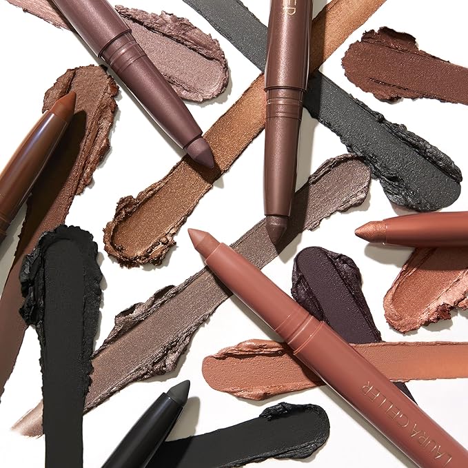 LAURA GELLER NEW YORK Kajal Longwear Kohl Eyeliner Pencil Duo - Deep Black & Smoky Taupe - Caffeine and Vitamin E - Smooth & Blendable Liner - Built-In Sharpener