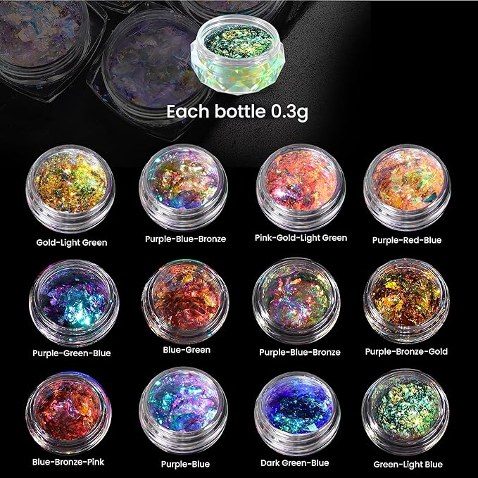Chameleon Flakes & Chameleon Aurora Opal Flakes - Chameleon Flakes for Resin, Nails - Chameleon Mica Powder for Epoxy Resin, Paint