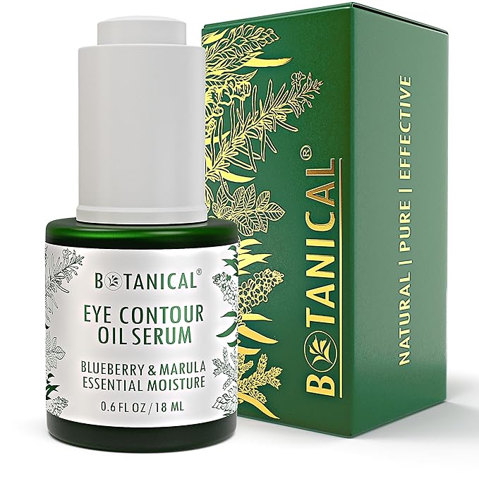 Botanical Eye Contour Oil Serum | Blueberry & Marula Oil | Organic, Pure, Natural Skincare (0.6 fl oz | 18 ml)