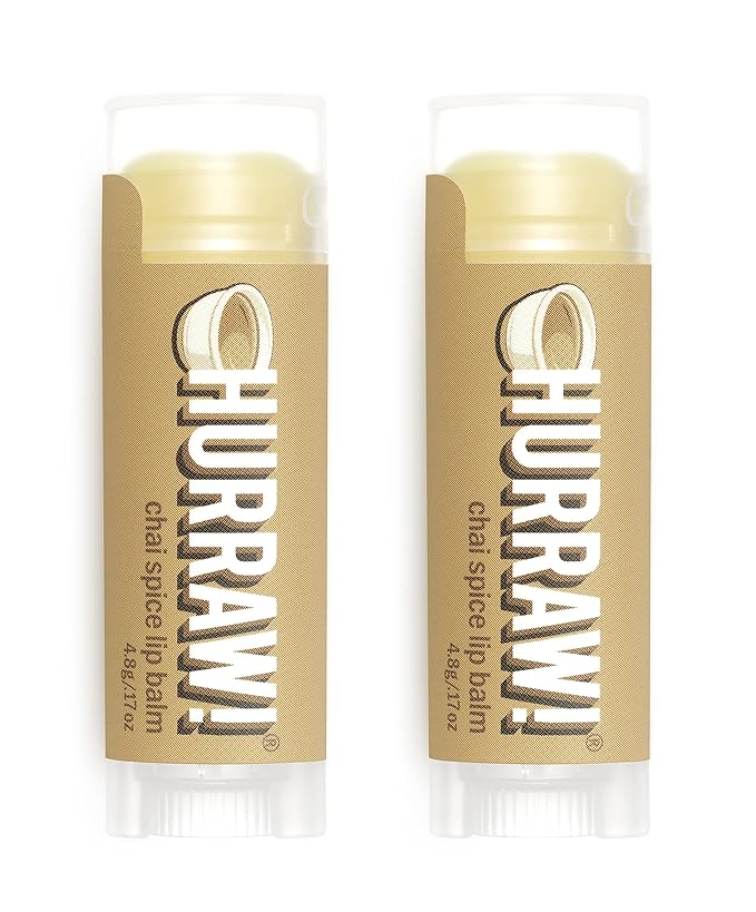 Hurraw! Chai Spice Lip Balm, 2 Pack: Organic, Certified Vegan, Cruelty and Gluten Free. Non-GMO, 100% Natural Ingredients. Bee, Shea, Soy and Palm Free. Made in USA
